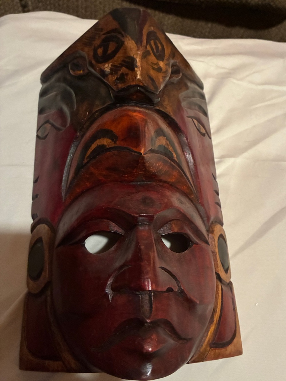 Hand-Carved Traditional Wooden Belizean Tribal Wall Mask